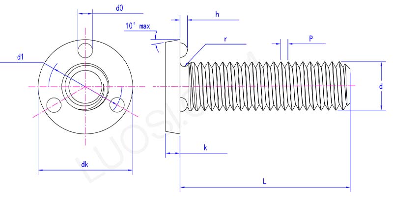 Round head projection weld screws parameter