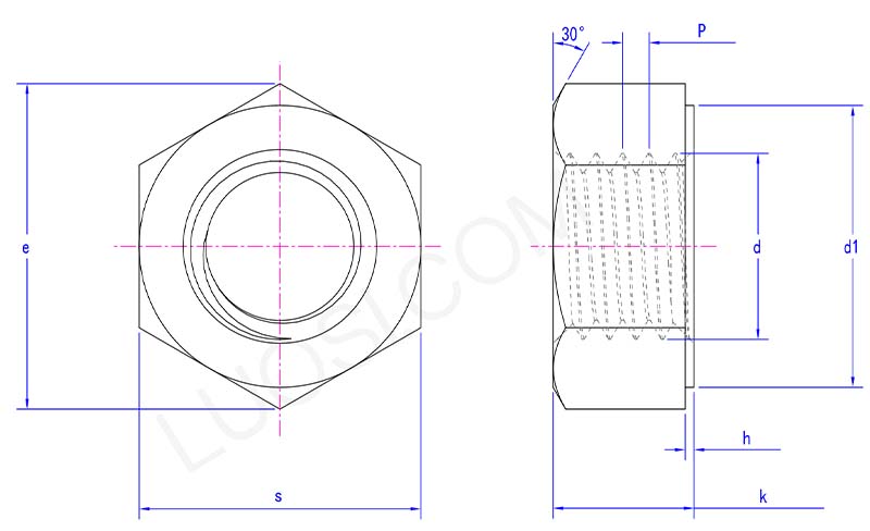 High precision single chamfered hexagon nuts parameter High precision single chamfered hexagon nuts parameter